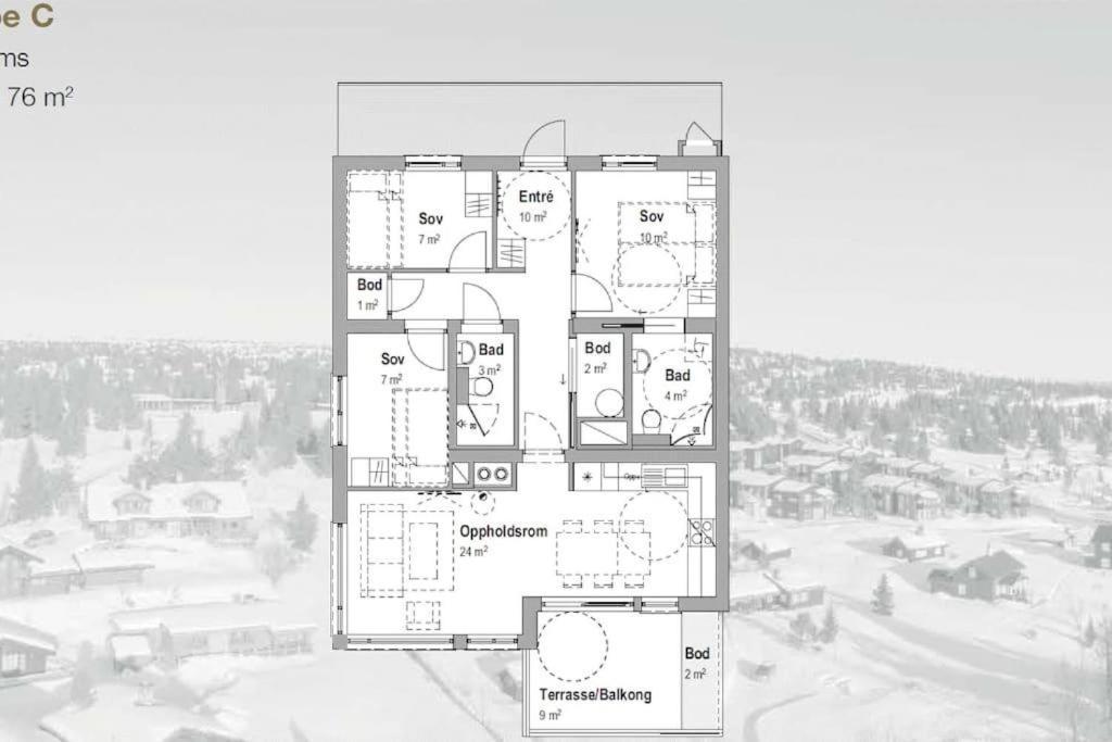 Leilighet Med Panoramautsikt Sjusjoen Innendors Parkering Exteriér fotografie